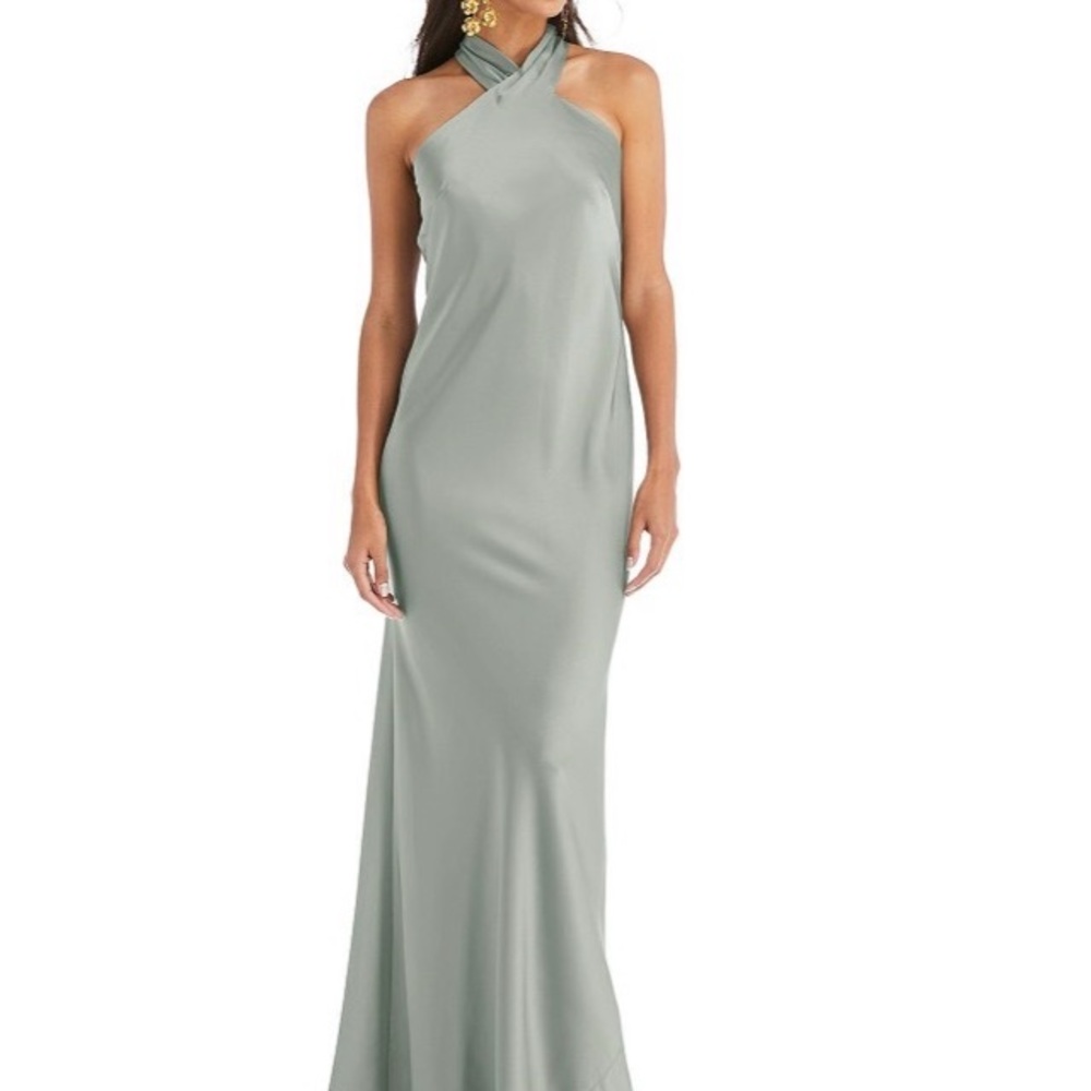 Bella Bridesmaids Willow Green Halter Neck Dress